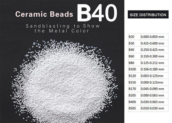B40, B60 ZrO2 62% Khuôn thổi hạt gốm Làm sạch Độ cứng 700HV